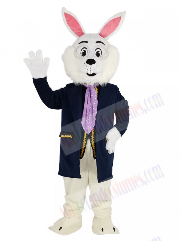 Easter Blue Bunny Rabbit in Blue Suit Mascot Costume