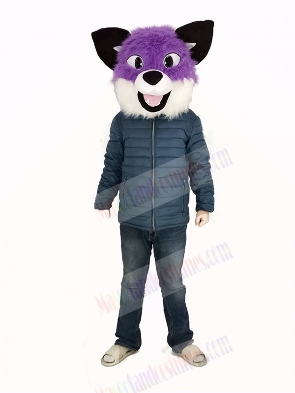 Purple Husky Dog Mascot Costume Head Only