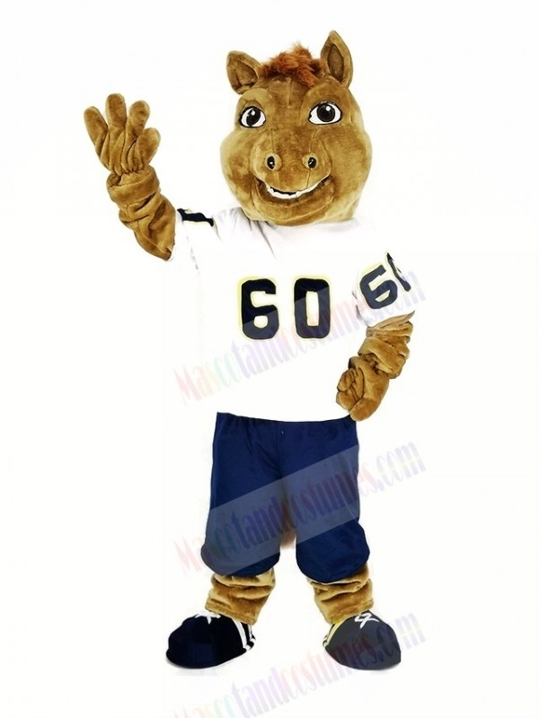 Sport Horse with White T-shirt Mascot Costume Animal
