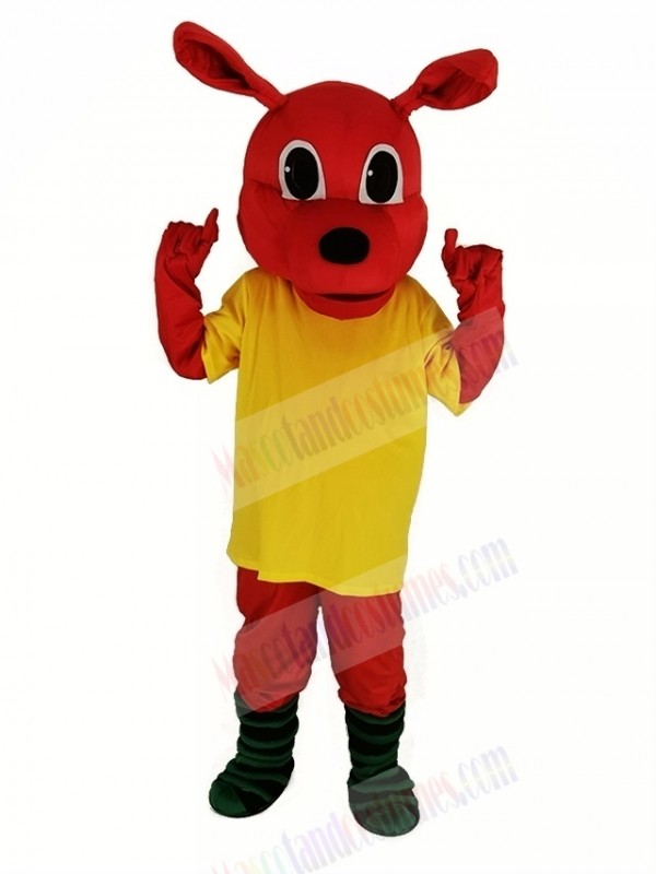 Red Kangaroo with Yellow T-shirt Mascot Costume Animal