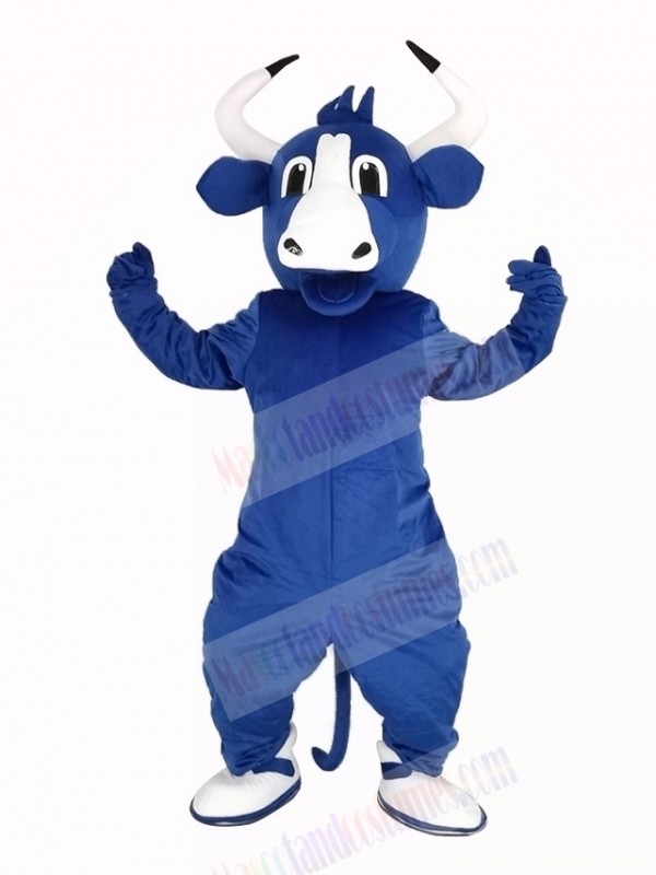 Happy Blue Bull Mascot Costume