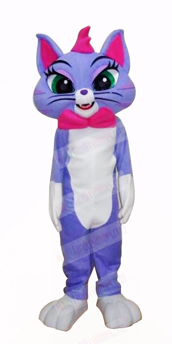 Blue Cat with Big Eyes Mascot Costumes Cartoon	