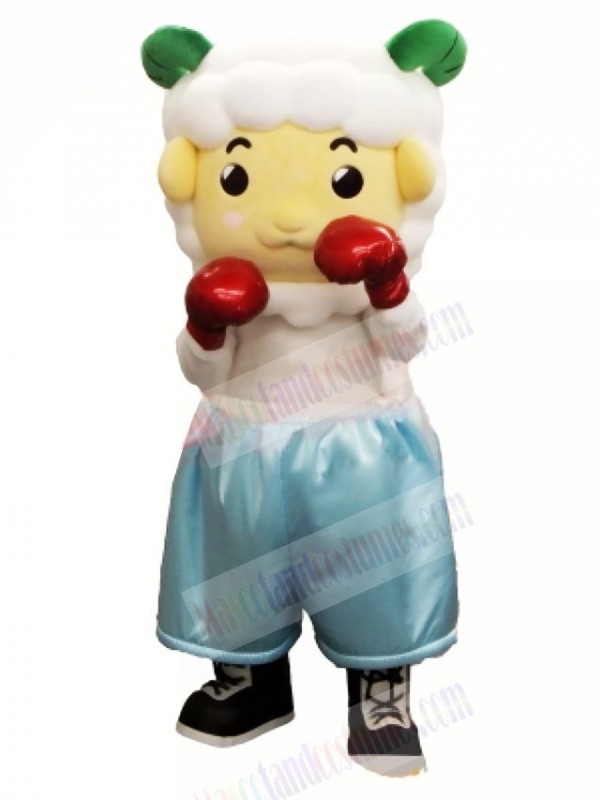 Cute Boxer Sheep Mascot Costume Cartoon