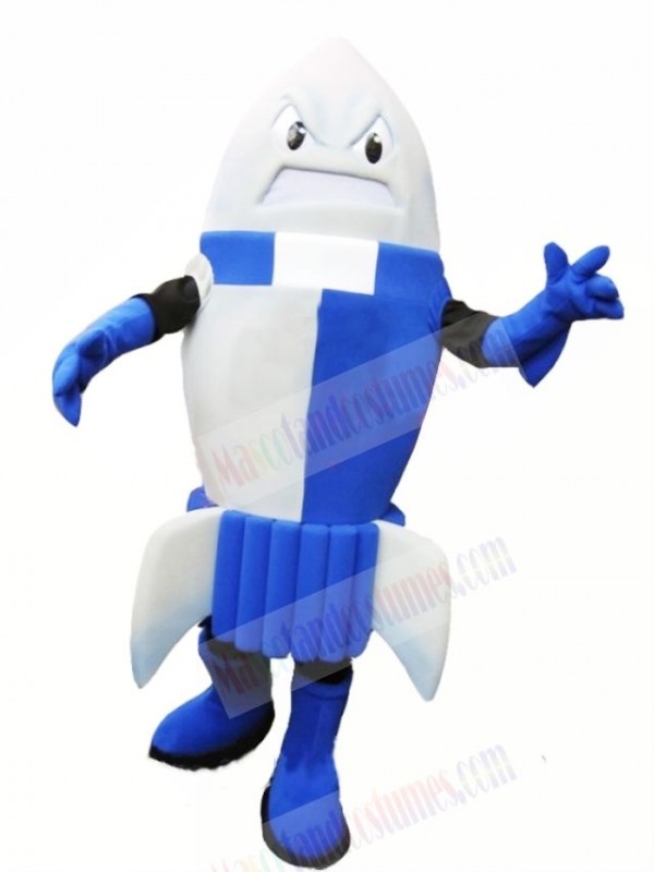 Fierce Blue Rocket Mascot Costume Cartoon