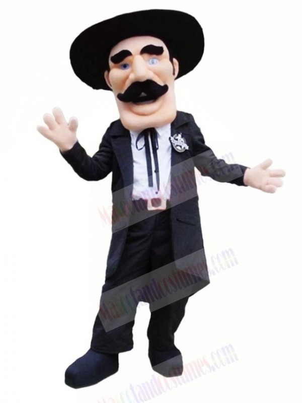 Gentleman with Black Hat Mascot Costume People	