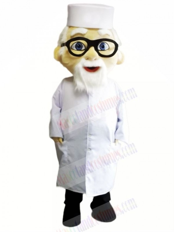 Old Doctor with Glasses Mascot Costume People