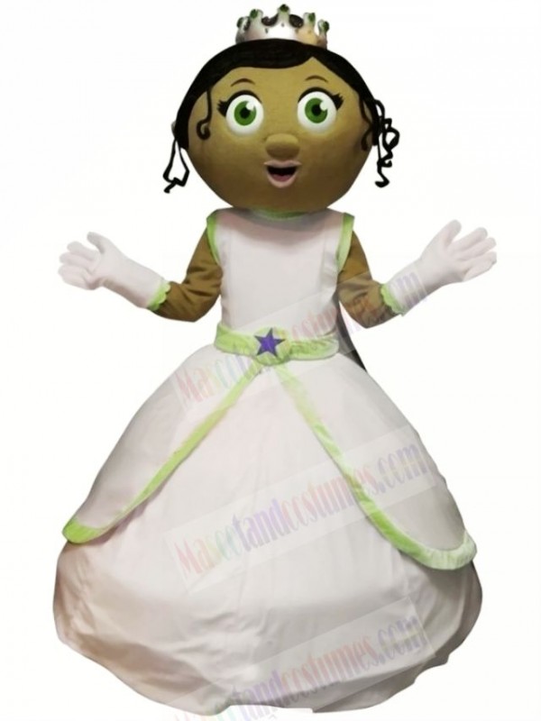 Princess with Green Eyes Mascot Costume Cartoon	