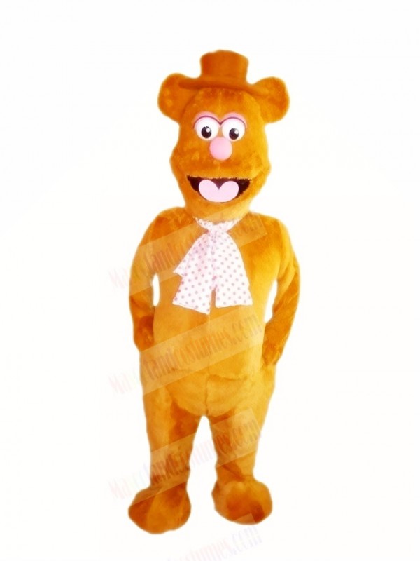 Fozzie Bear with Pink Nose Mascot Costume Cartoon