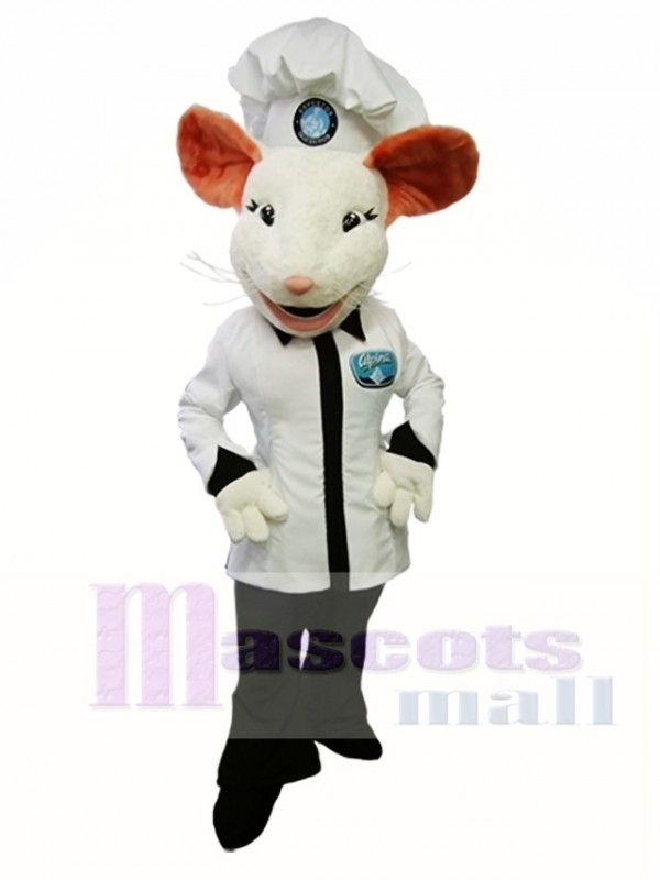 Alpina Mouse Mascot Costume White Mouse Cook Mascot Costume