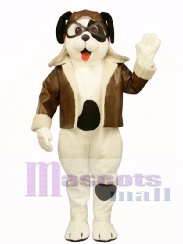 Cute Puppy Dog with Spots & Aviator Outfit Mascot Costume