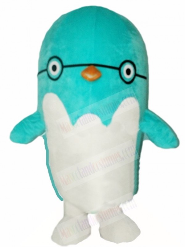 Blue Bird Penguin with Glasses Mascot Costumes Animal