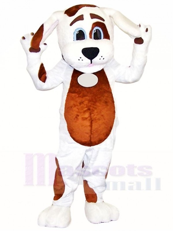 White Dog Mascot Costumes with Brown Belly Animal  