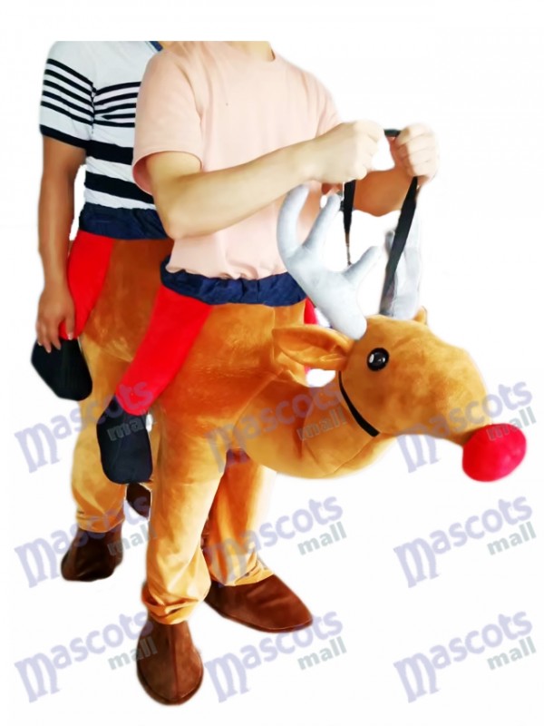 Carry Me Ride Red Nose Rudolph Piggyback Reindeer Mascot Costume 