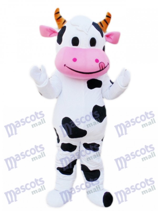 Pink Mouth Cow Mascot Costume
