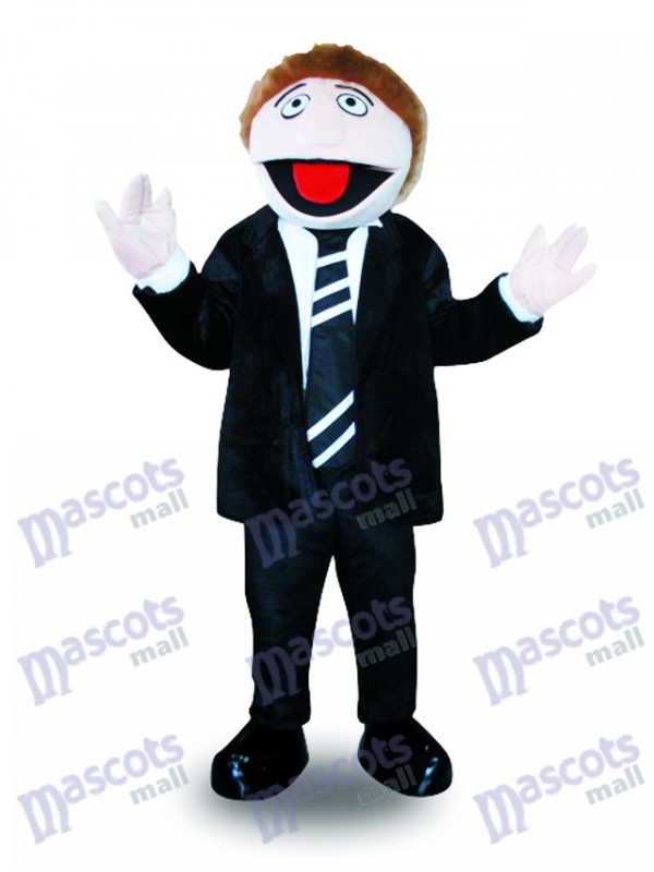 Black Suit Man Mascot Costume Cartoon 