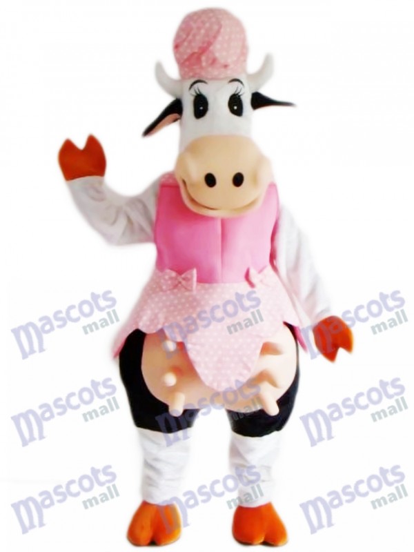 Cow in Pink Dress Mascot Costume Animal 