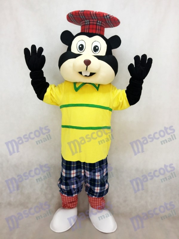 Golfing Gopher in Yellow Shirt Mascot Costume