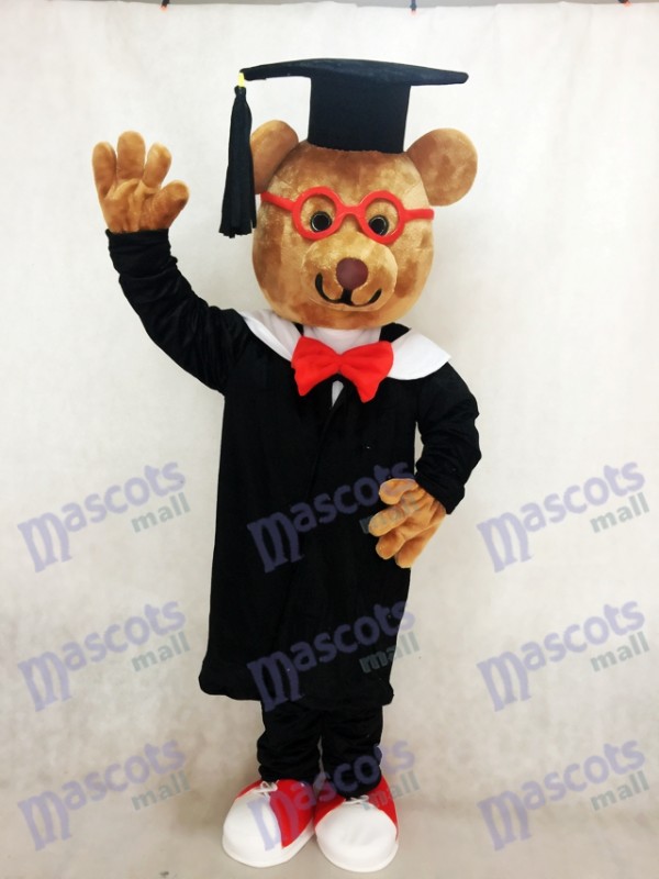 Bernard Bear Mascot Costume with Red Frame Glasses Animal 