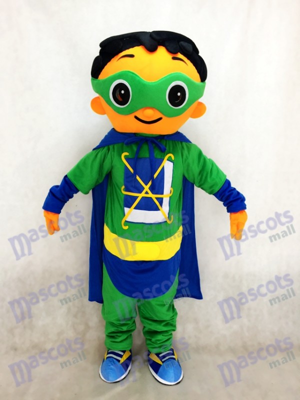 Super Why Super Hero Mascot with Green Cloak Costume Character for Party