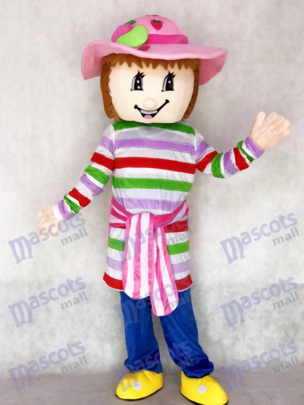 Lovely Colorful Strawberry Shortcake Girl Mascot Costume Cartoon  