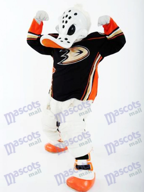 Anaheim Ducks mascot Wild Wing waves a flag before the game