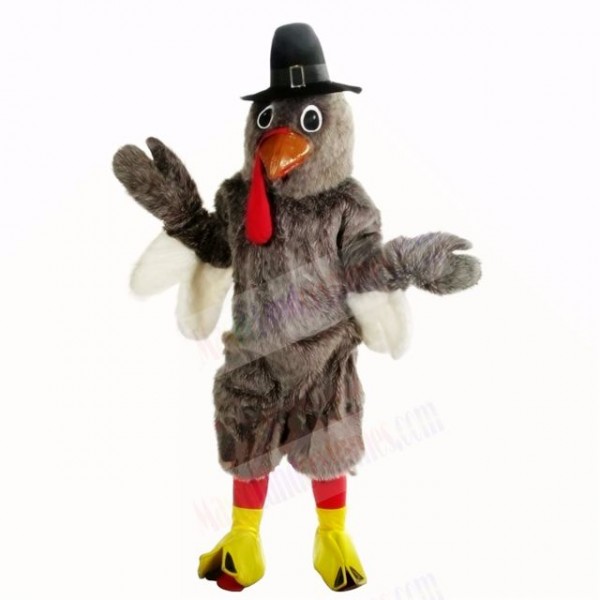 Grey Turkey with Black Hat Mascot Costumes Adult
