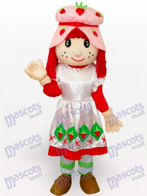 Strawberry Shortcake Girl Cartoon Adult Mascot Costume