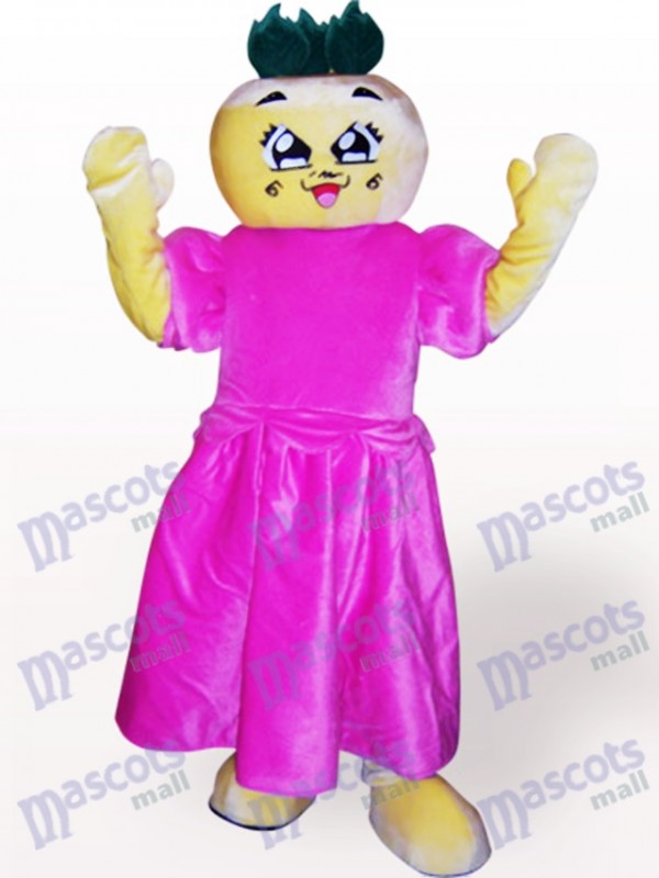 Flat Head Girl Cartoon Adult Mascot Costume