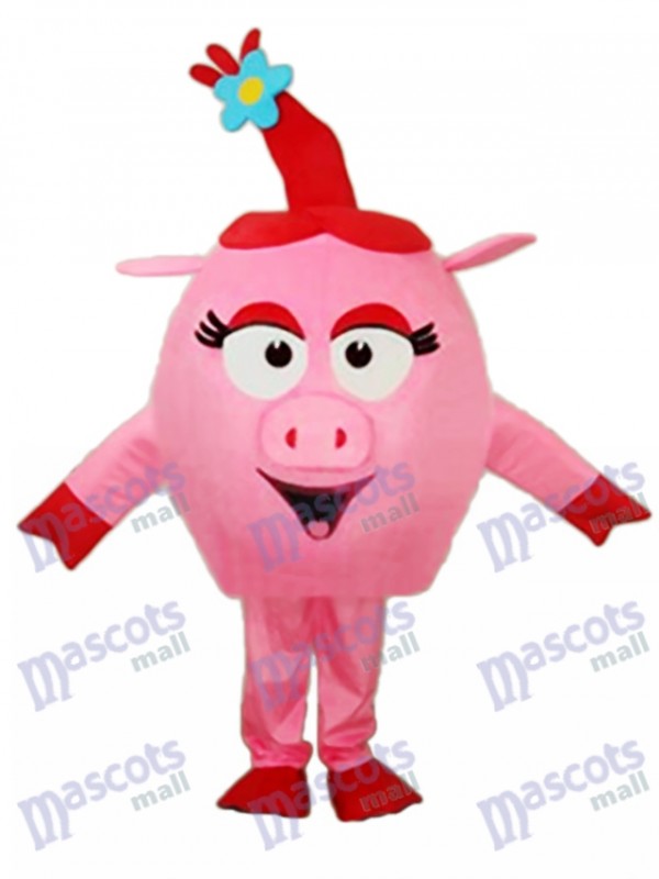 Red Round Pig Mascot Adult Costume