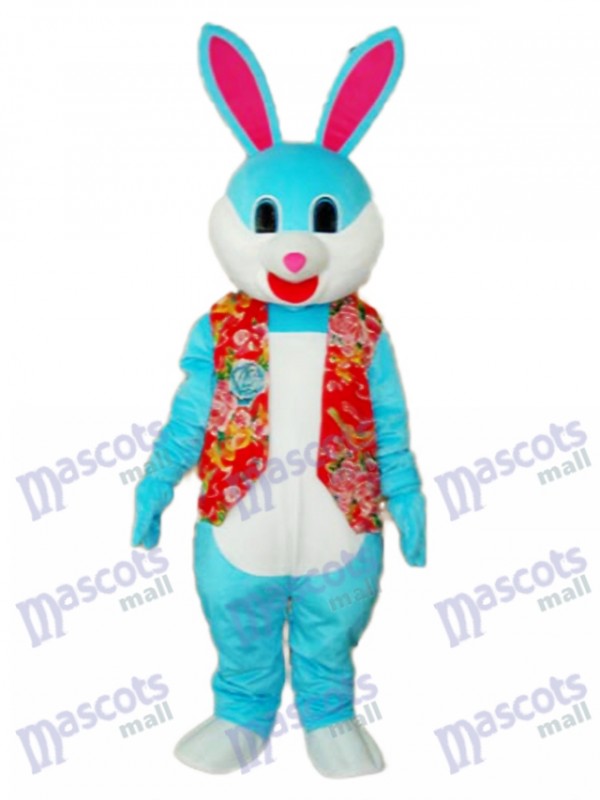 Easter Blue Rabbit in Red Vest Mascot Adult Costume
