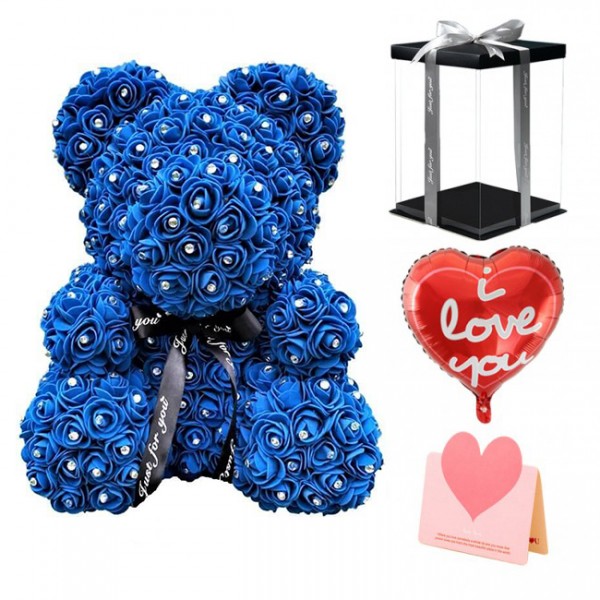 rose teddy bear with diamonds