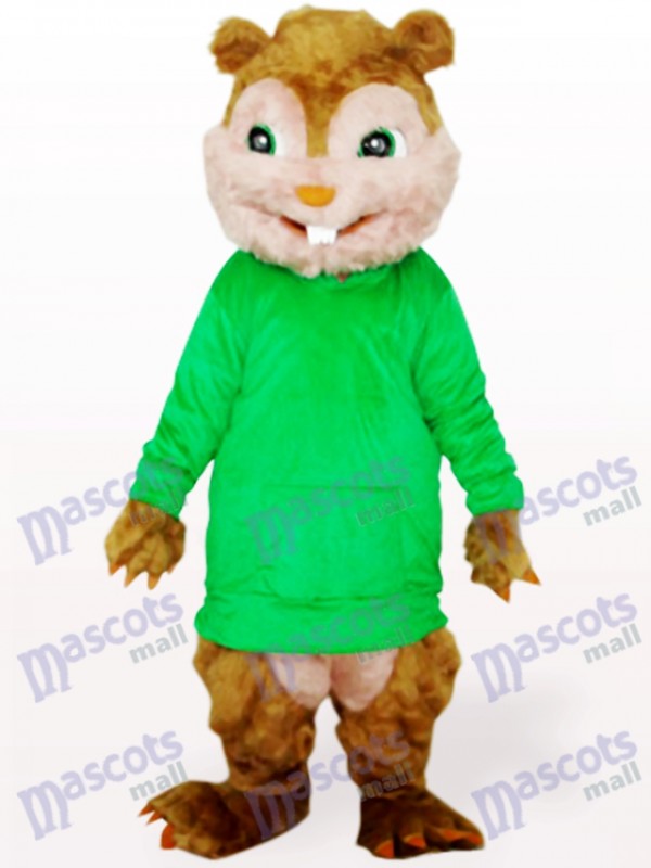 Green Squirrel With Long Hair And Short Teeth Animal Adult Mascot Costume