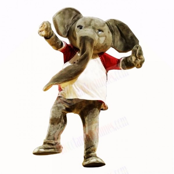 Sport Elephant with White Shirt Mascot Costumes Adult