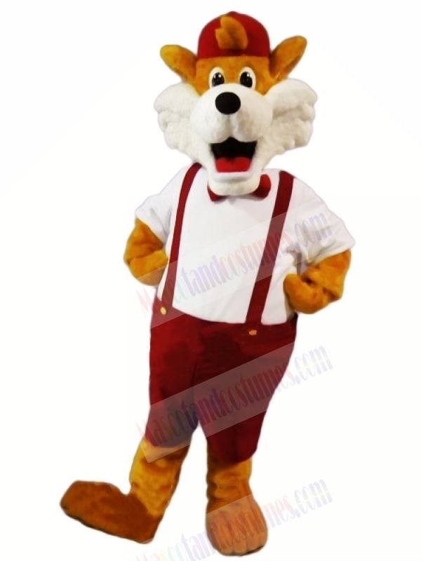 Funny Fox with Red Hat Mascot Costumes Cartoon