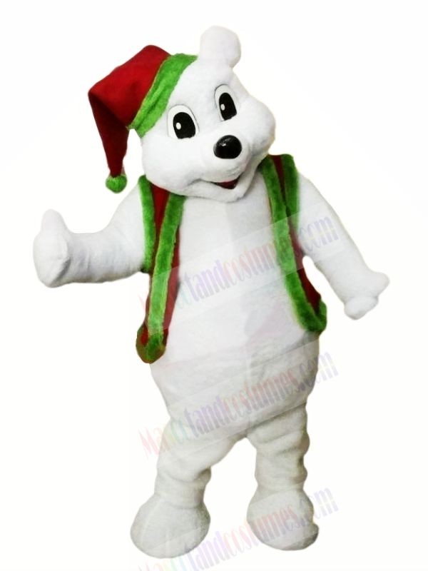 Christmas Bear with Red Hat Mascot Costumes Animal