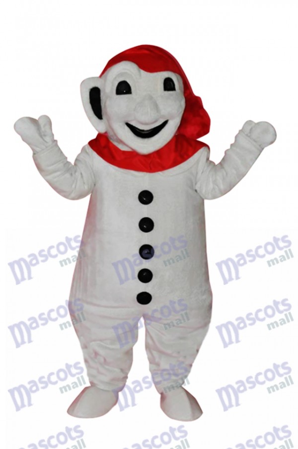 Smiling Snowman with Red Scarf Mascot Adult Costume